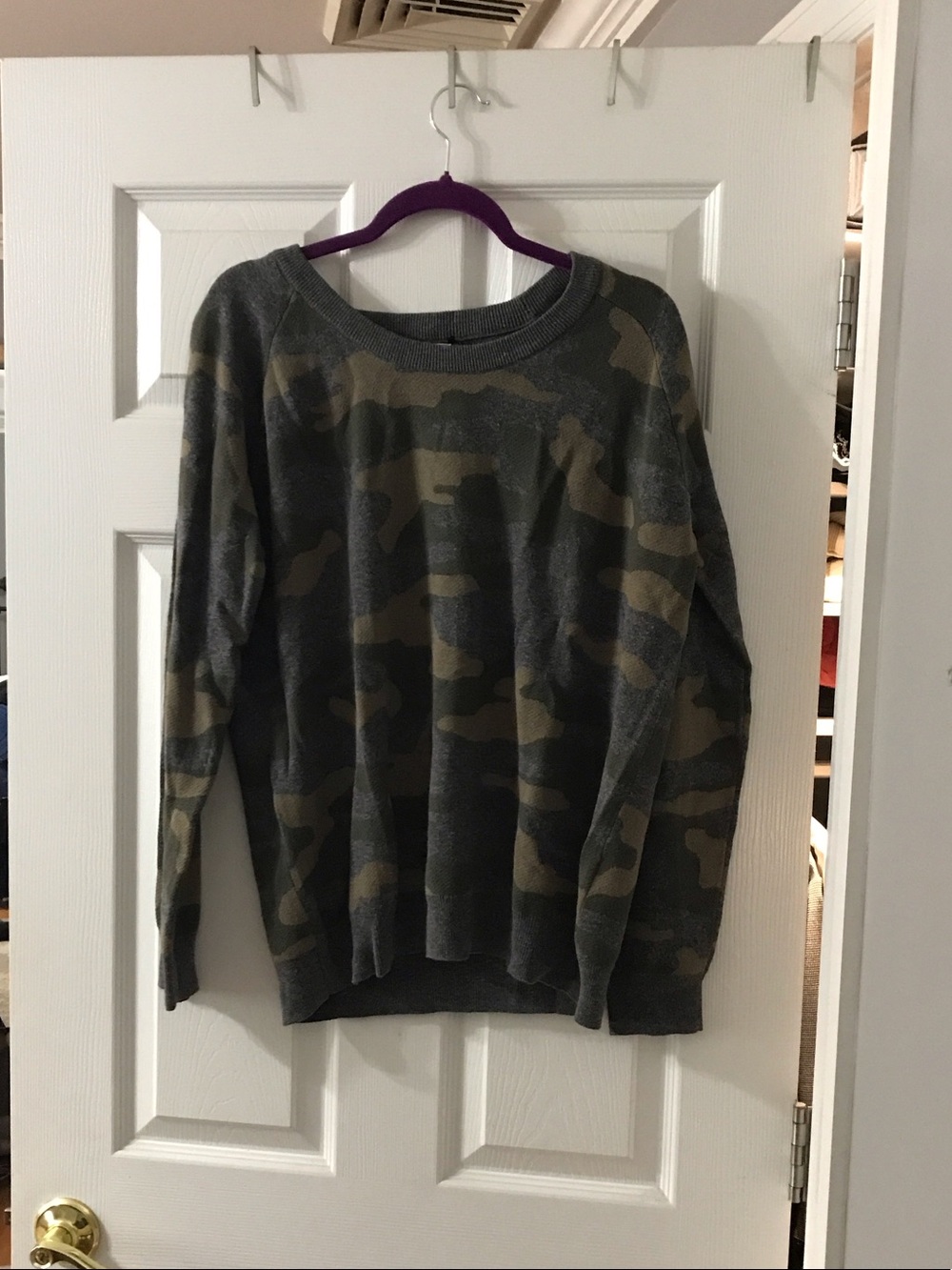 Women's Crewneck Sweater - Gray and Olive Camo
